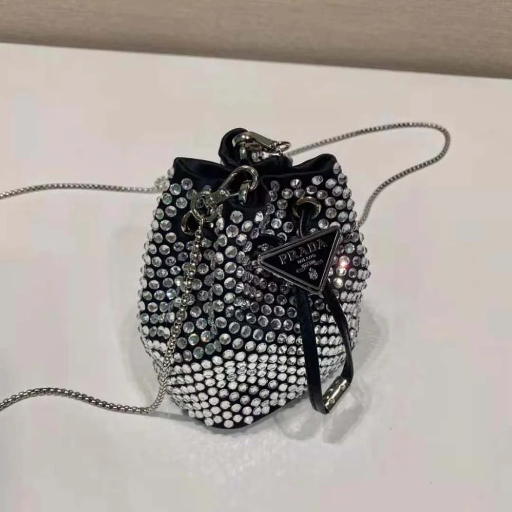 Prada Embellished Satin Mini-Pouch for Women in Black