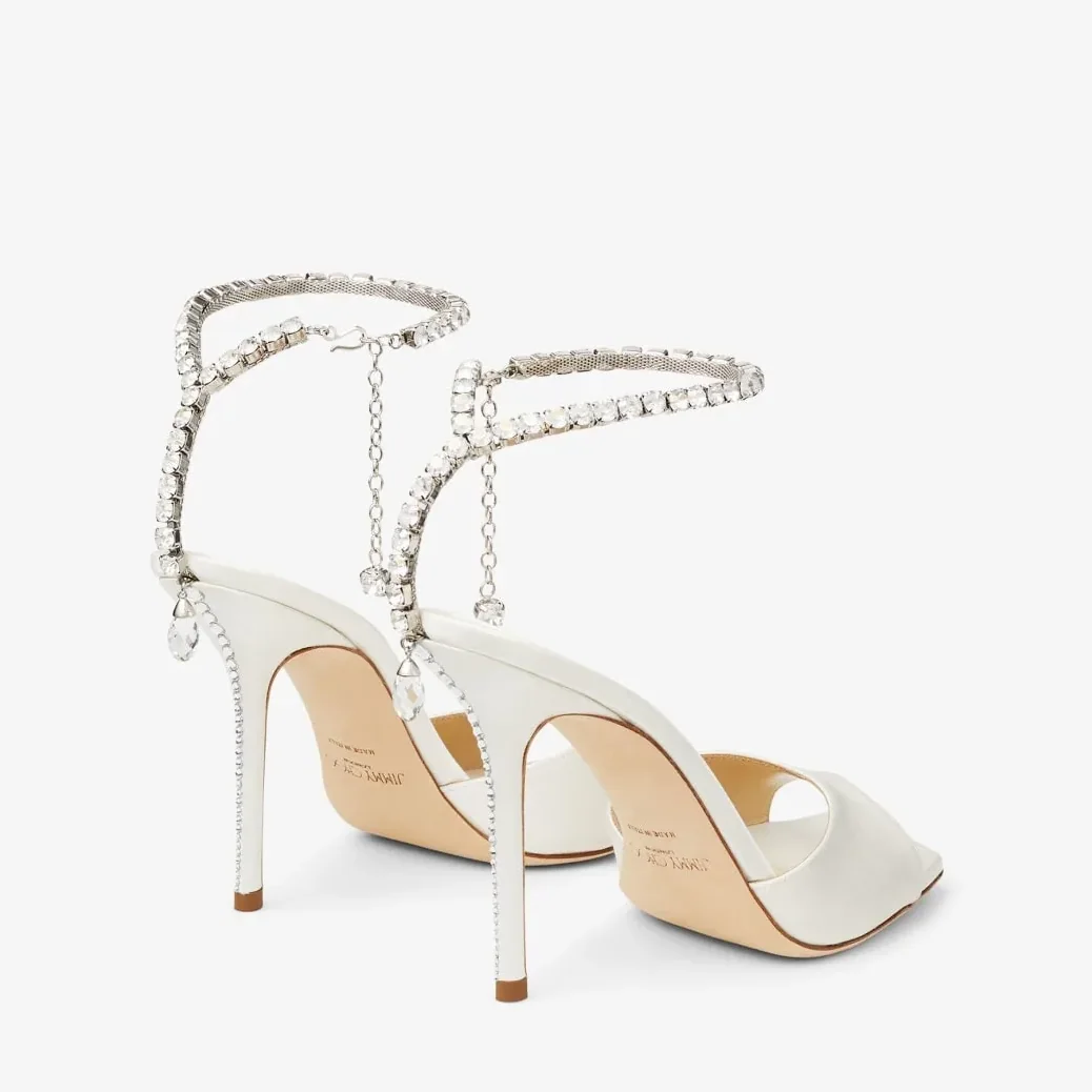 Jimmy Choo Saeda Sandal 100 Ivory SAEDASANDAL100BBD Jimmy Choo Saeda Sandal 100 Ivory SAEDASANDAL100BBD