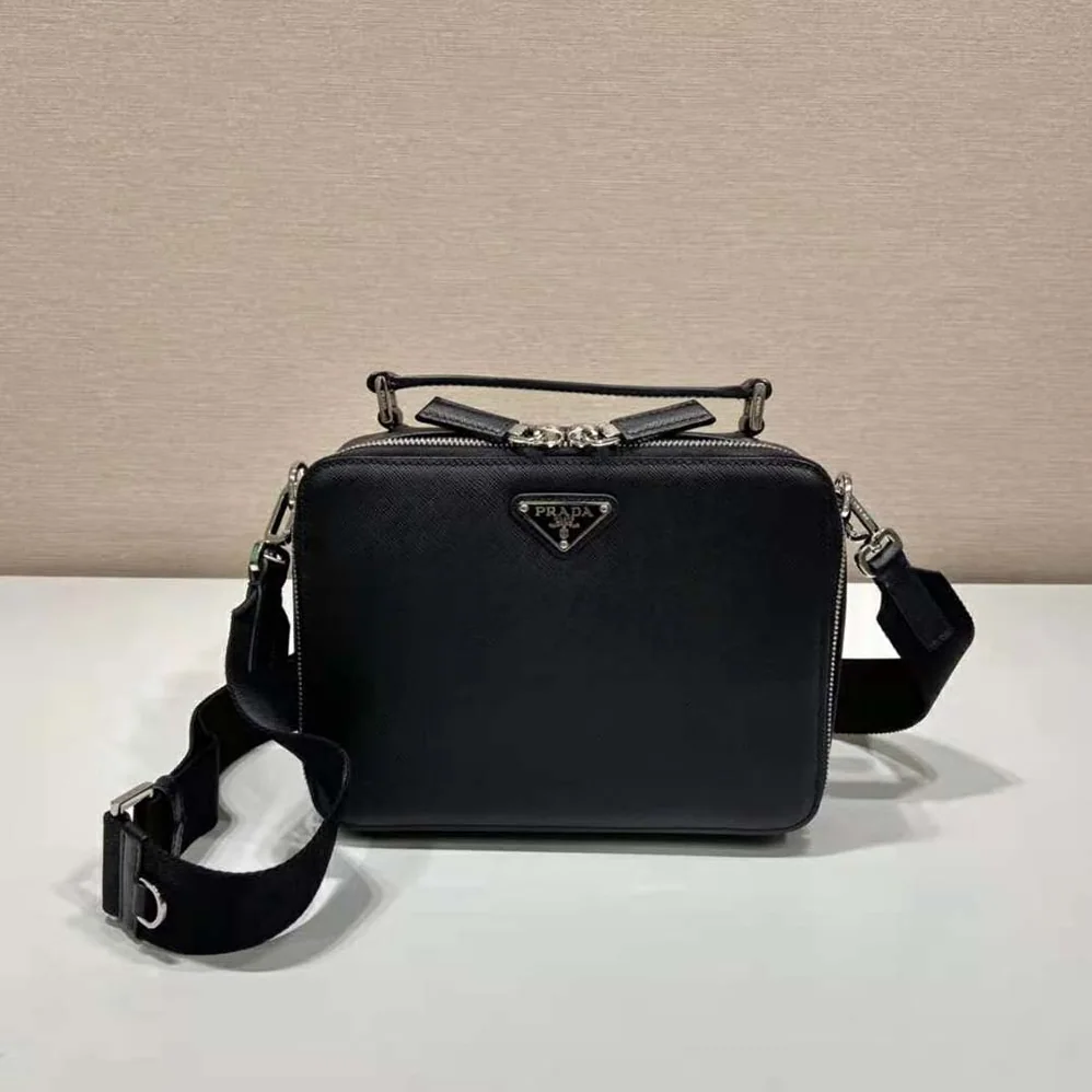 Prada Brique Saffiano Leather Bag for Men in Black Prada Brique Saffiano Leather Bag for Men in Black