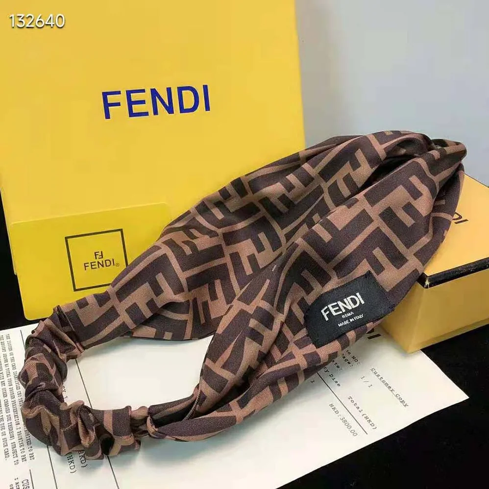 Fendi FF Band FF Band Brown Silk Bandeau Top for Women Fendi FF Band FF Band Brown Silk Bandeau Top for Women
