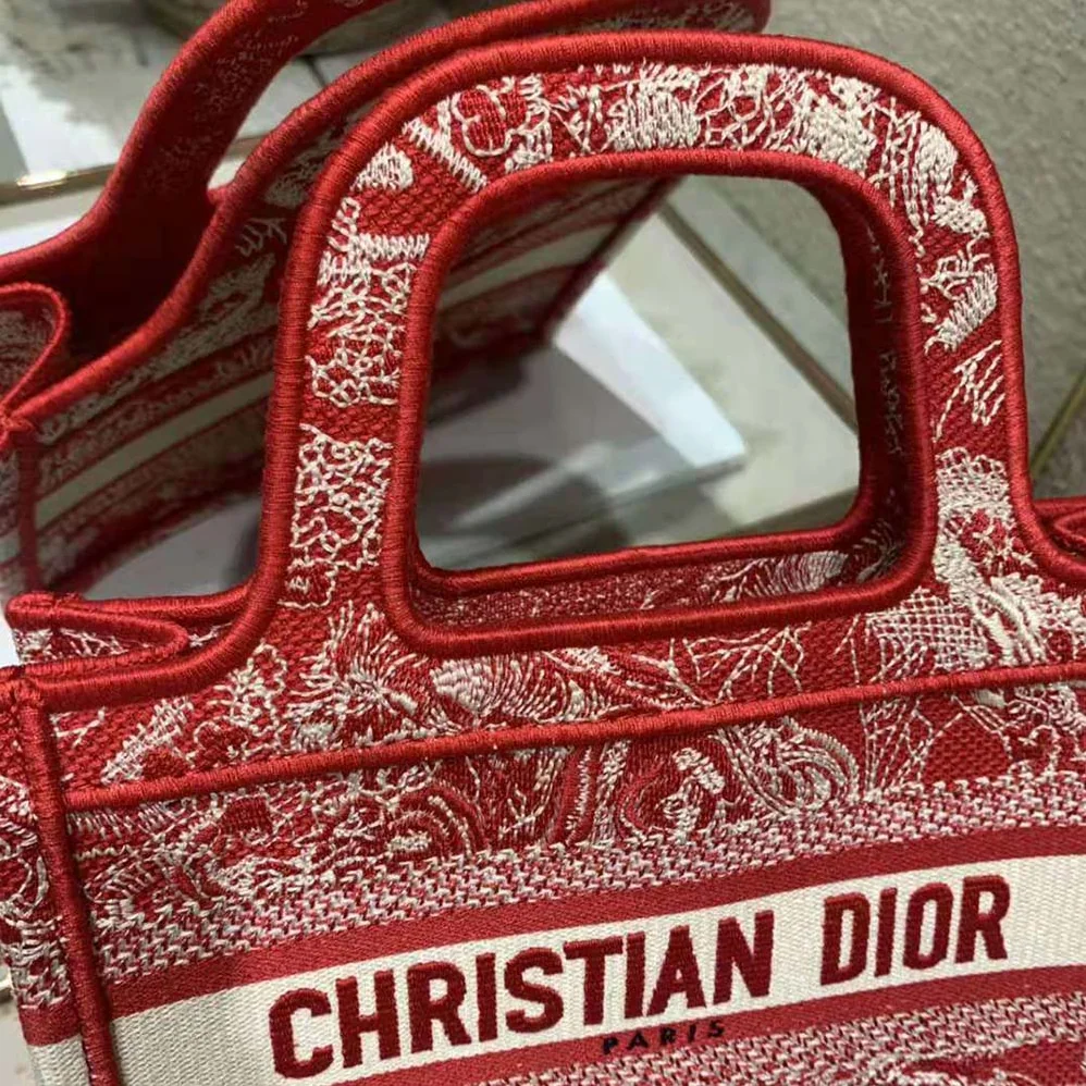 Dior Mini Dior Book Tote Fuchsia Toile de Jouy Reverse Embroidery for Women Dior Mini Dior Book Tote Fuchsia Toile de Jouy Reverse Embroidery for Women