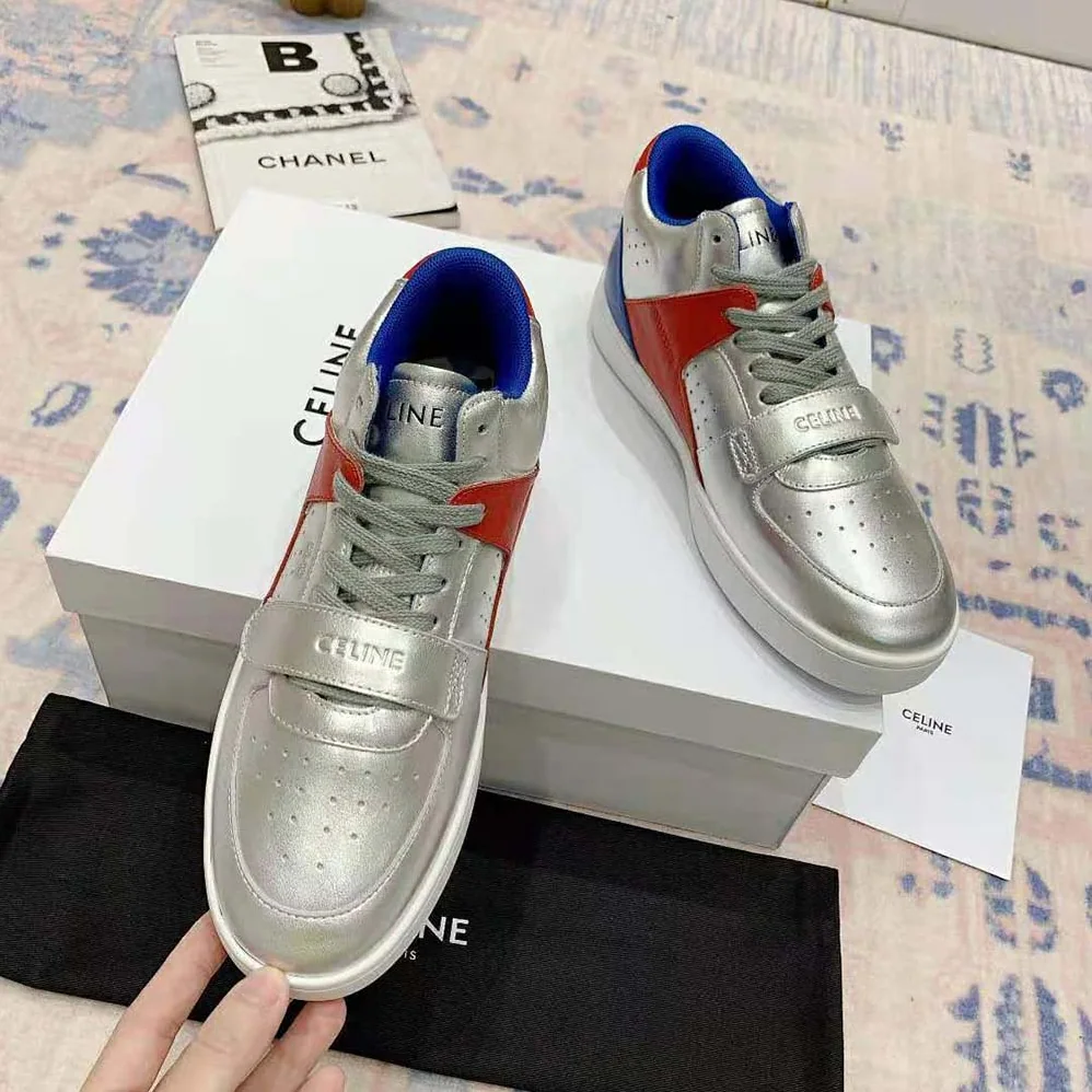 Celine CT-02 Mid Sneaker with Scratch in Metallic Calfskin and Calfskin for Men Celine CT-02 Mid Sneaker with Scratch in Metallic Calfskin and Calfskin for Men