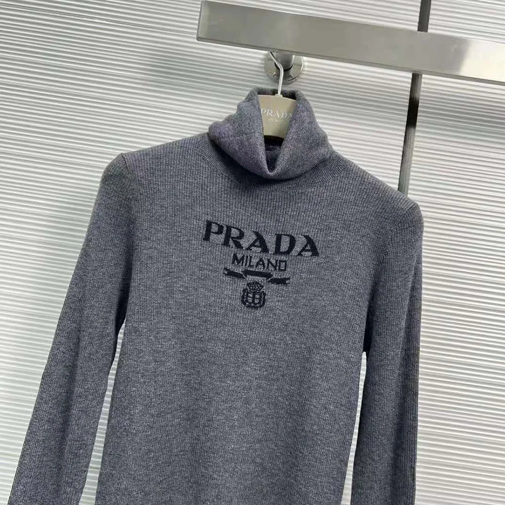 Prada Superfine Wool Turtleneck Sweater for Women in Black