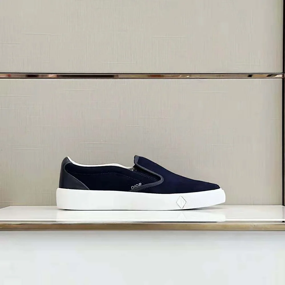 Dior B101 Slip-on Sneaker Navy Blue Suede and Smooth Calfskin for Men