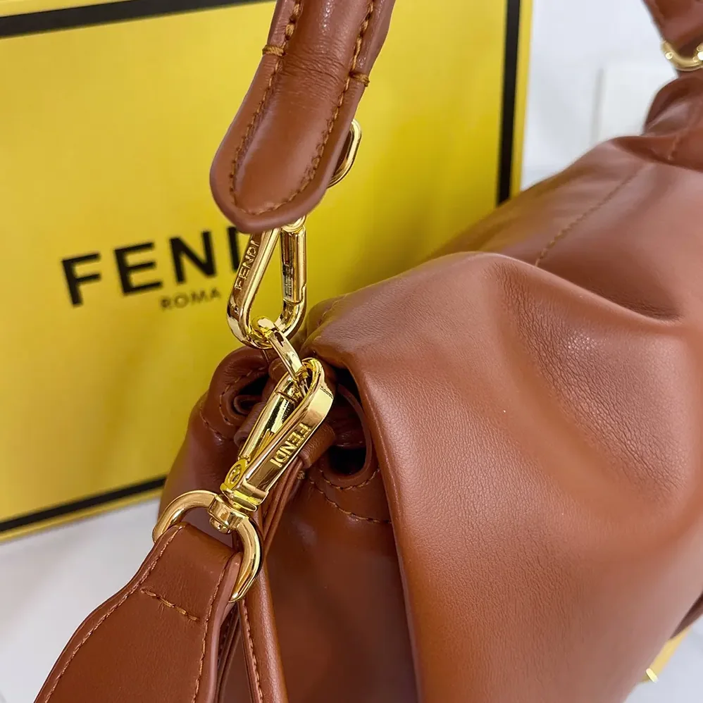 Fendi Mamma Baguette Medium Sienna Brown Nappa Leather Bag for Women