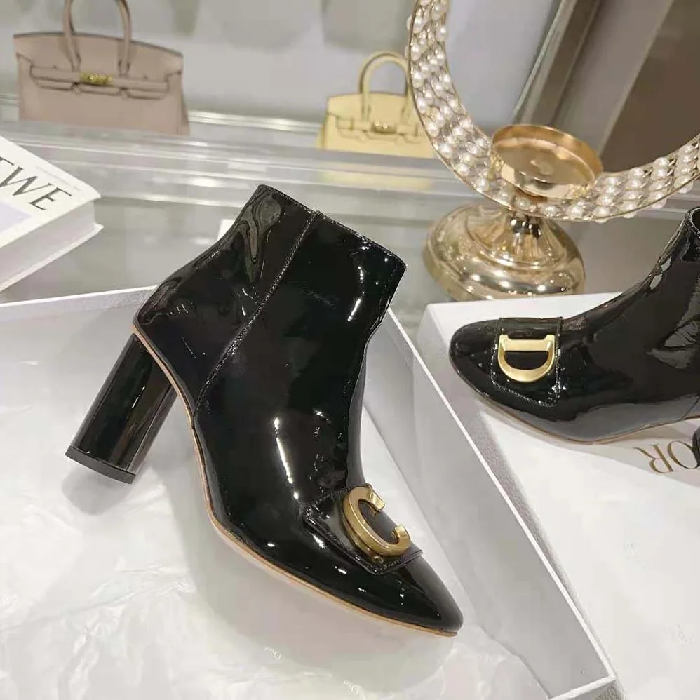 Dior C'est Dior Heeled Ankle Boot Black Patent Calfskin for Women