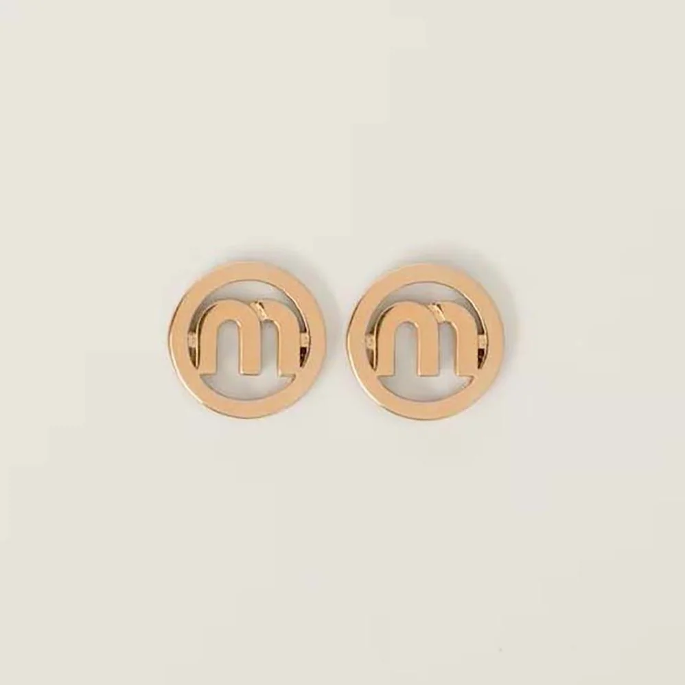 Miu Miu Metal Earrings Logo lasered on the Back for Women Miu Miu Metal Earrings Logo lasered on the Back for Women