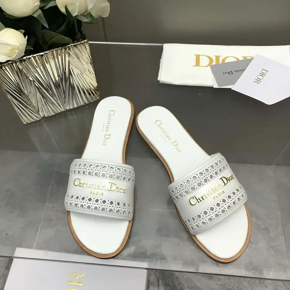 Dior White Calfskin with Openwork Microcannage Motif for Women