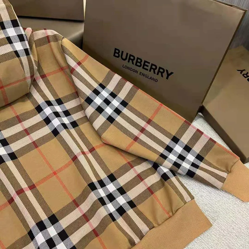 Burberry Check Cotton Jacquard Hoodie for Men in Brown