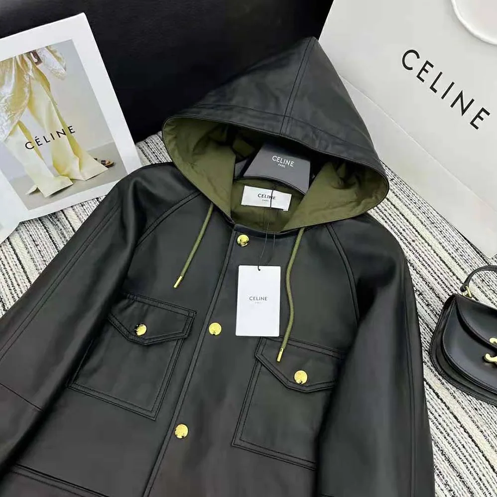Celine Oversized Parka in Plongé Lambskin for Women Celine Oversized Parka in Plongé Lambskin for Women