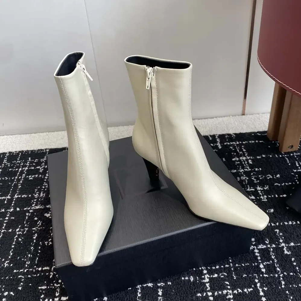 Saint Laurent YSL Jill Booties In Smooth Leather for Women in White