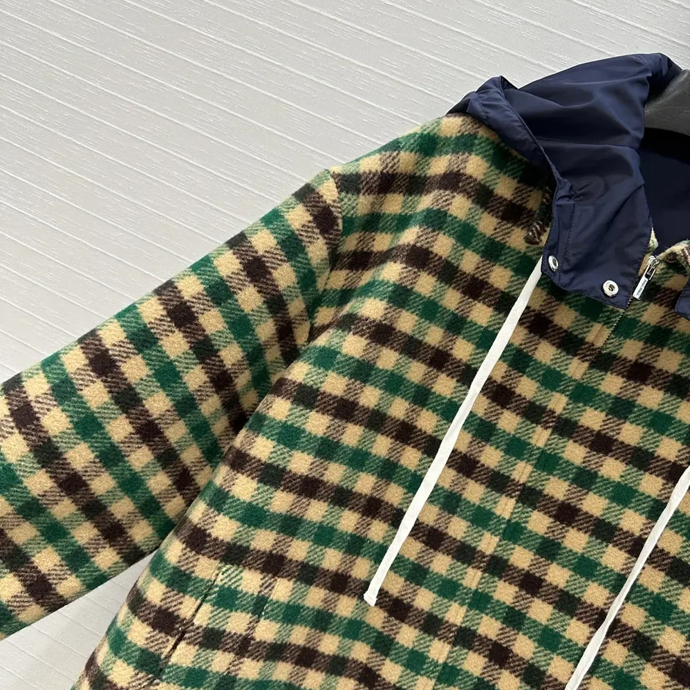 Miu Miu Gingham Check And Technical Fabric Jacket for Women