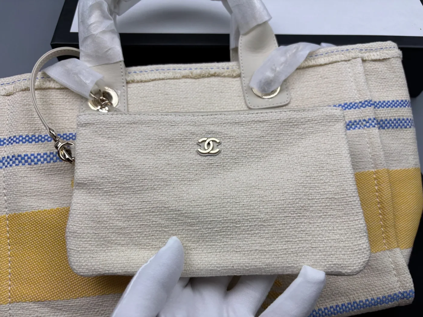 Chanel Deauville Large Tote Bag in Sand Gold Hardware