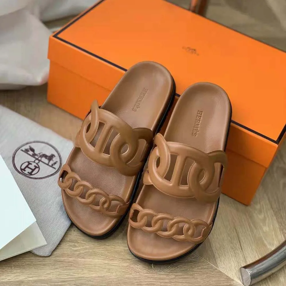 Hermes Extra Sandal in Nappa Leather for Women in Brown