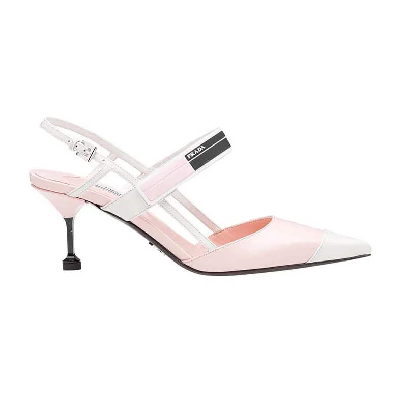 Prada Two-Tone Leather Slingbacks Shoes Pink for Women Prada Two-Tone Leather Slingbacks Shoes Pink for Women