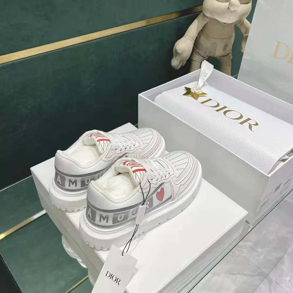 Dior Dioramour Dior Addict Sneaker White Black and Red D-Chess Heart Calfskin and Technical Fabric for Women Dior Dioramour Dior Addict Sneaker White Black and Red D-Chess Heart Calfskin and Technical Fabric for Women