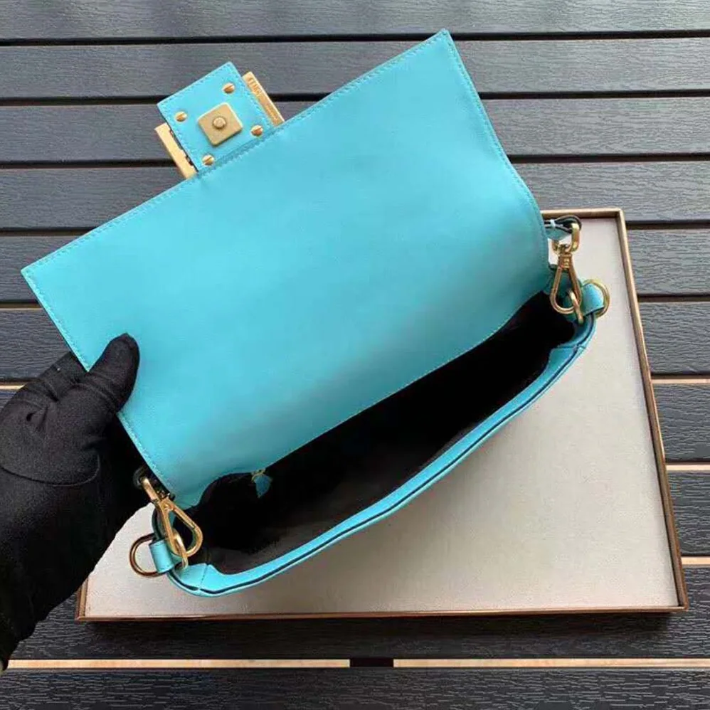Fendi Iconic Baguette Leather Bag in Medium Size for Women in Aqua
