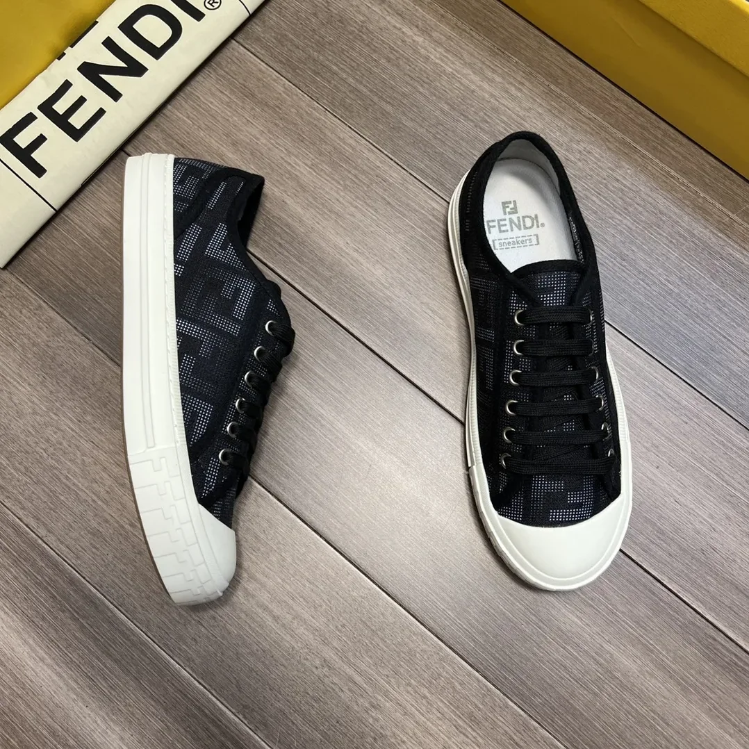 Fendi FD Domino Fabric Low in Tops Sneakers Black