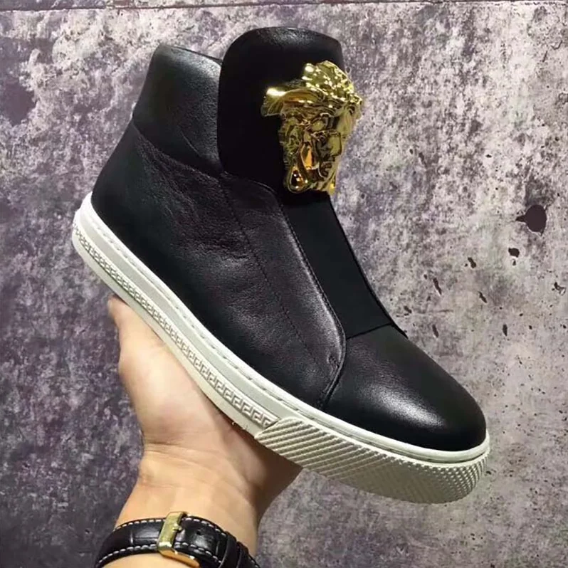 Versace Shoes Palazzo High-Top Sneakers for Men in Black