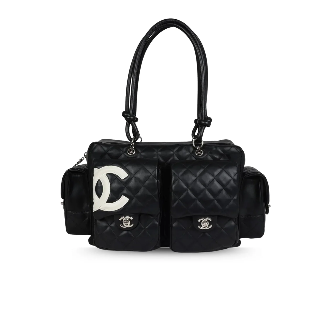 Chanel Cambon Ligne Reporter Bag in Black Silver Hardware