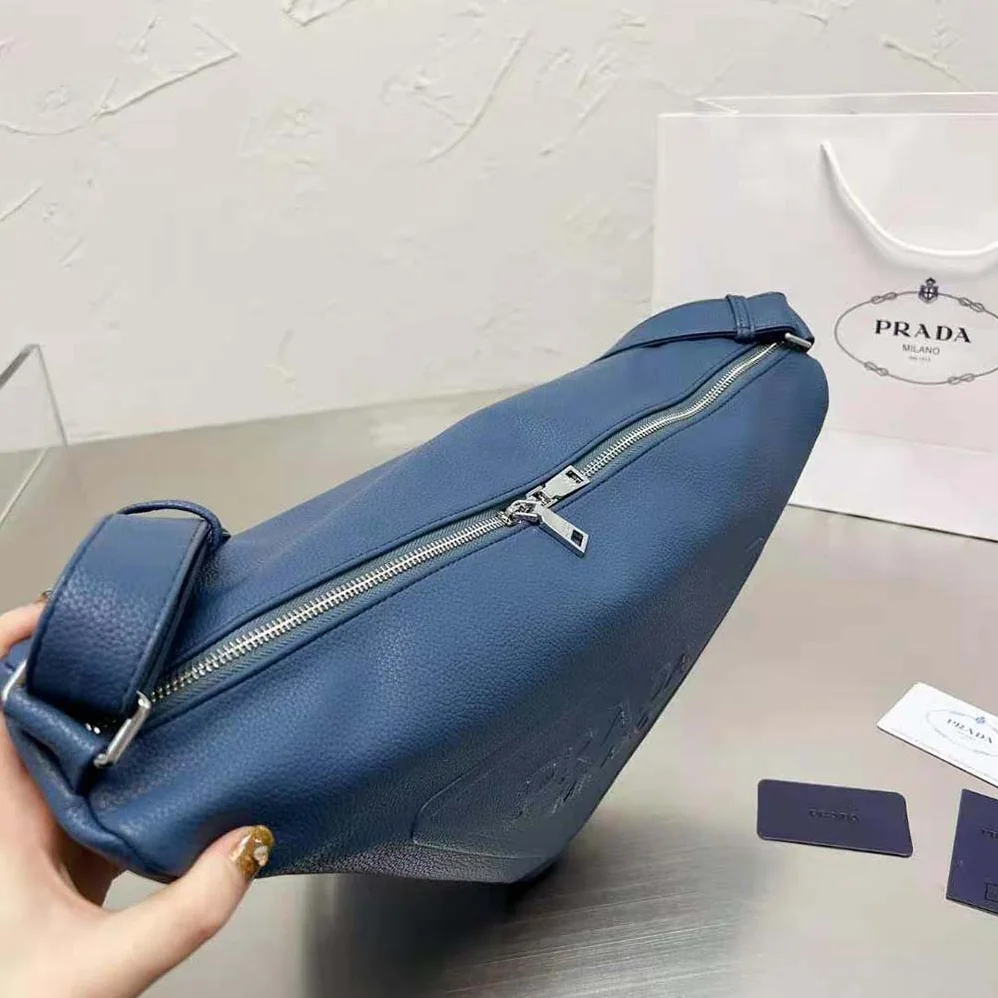 Prada Leather Prada Triangle Bag for Men in Navy Prada Leather Prada Triangle Bag for Men in Navy
