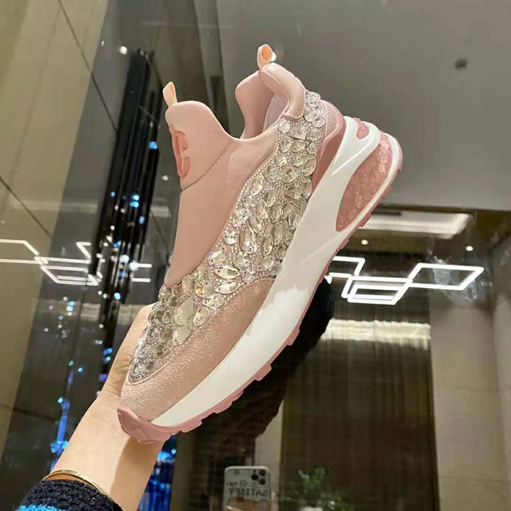 Jimmy Choo Memphis/F Ballet Pink Mix Neoprene and Leather Low Top Trainers for Women