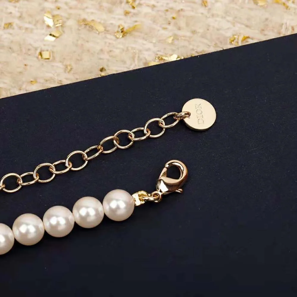 Dior Plan De Paris Choker Gold-Finish Metal and White Resin Pearls for Women