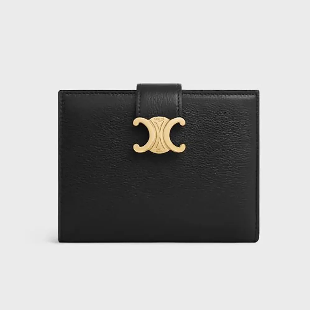Celine Medium Strap Wallet Nino in Supple Grained Calfskin for Women in Black Celine Medium Strap Wallet Nino in Supple Grained Calfskin for Women in Black