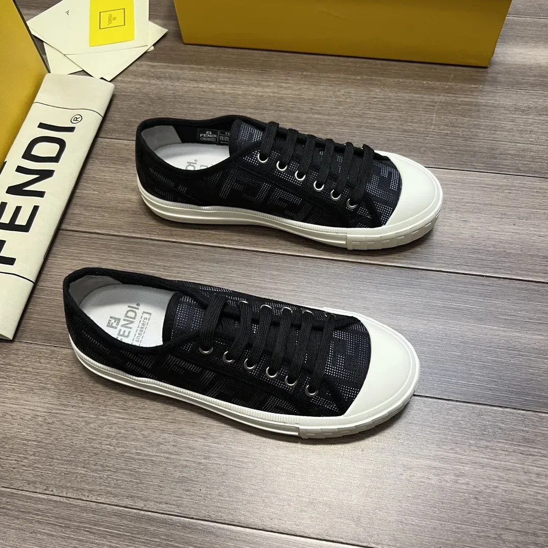 Fendi FD Domino Fabric Low in Tops Sneakers Black