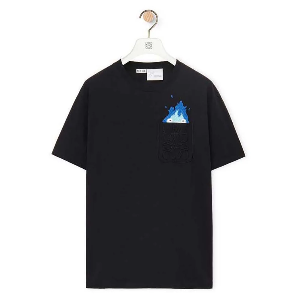 Loewe Calcifer Pocket T-Shirt in Cotton for Women in Black