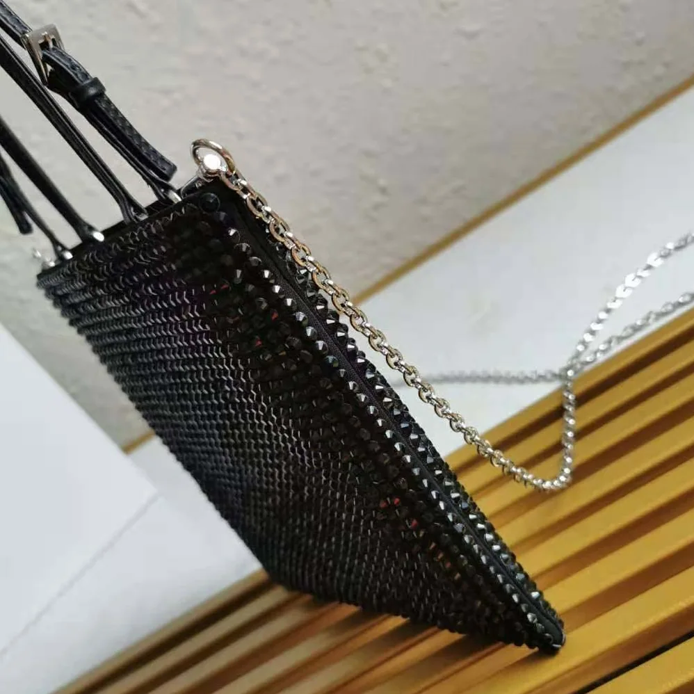 Prada Satin Handbag with Decoration for Women in Black Prada Satin Handbag with Decoration for Women in Black