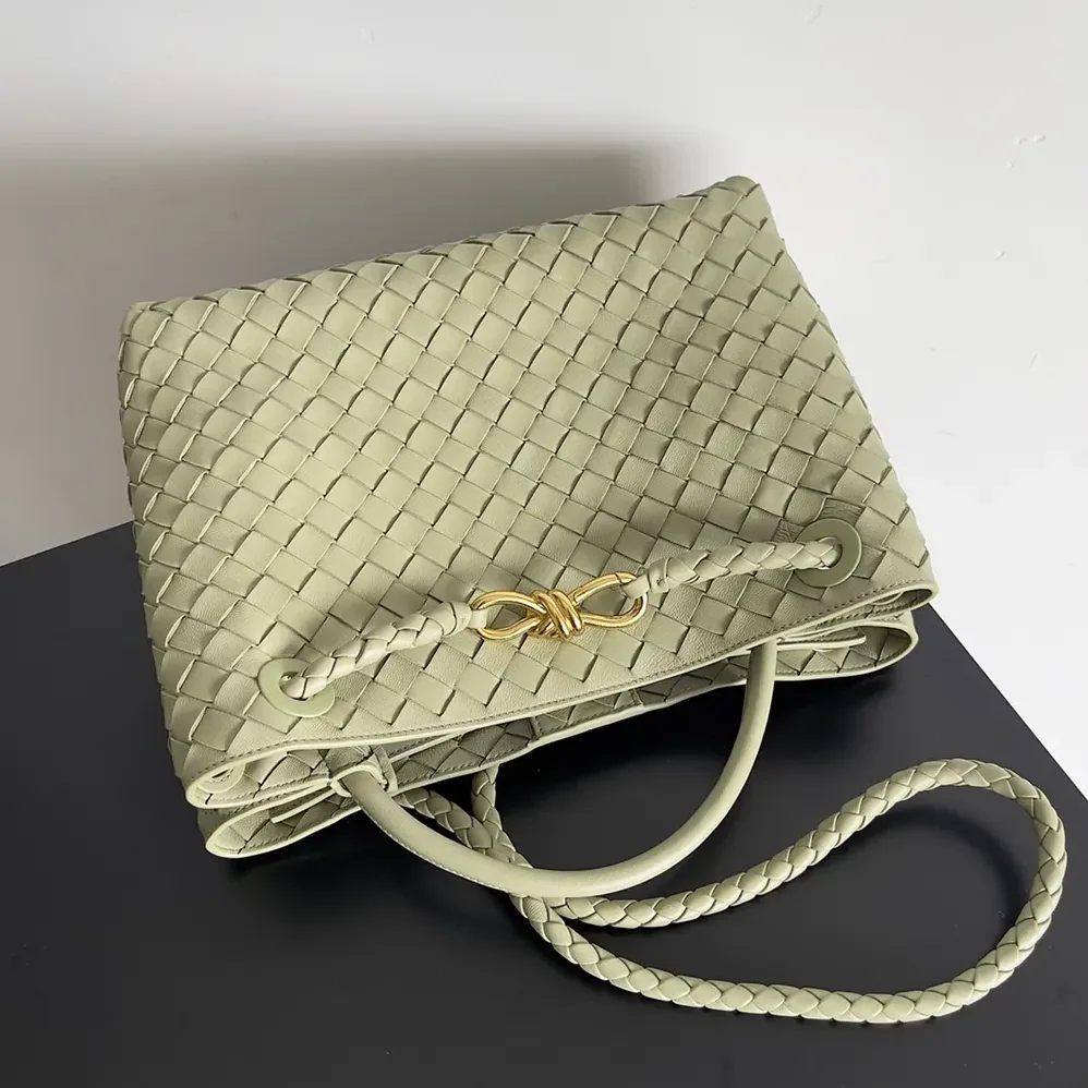 Bottega Veneta Medium Andiamo in Supple Intrecciato Leather for Women in Travertine