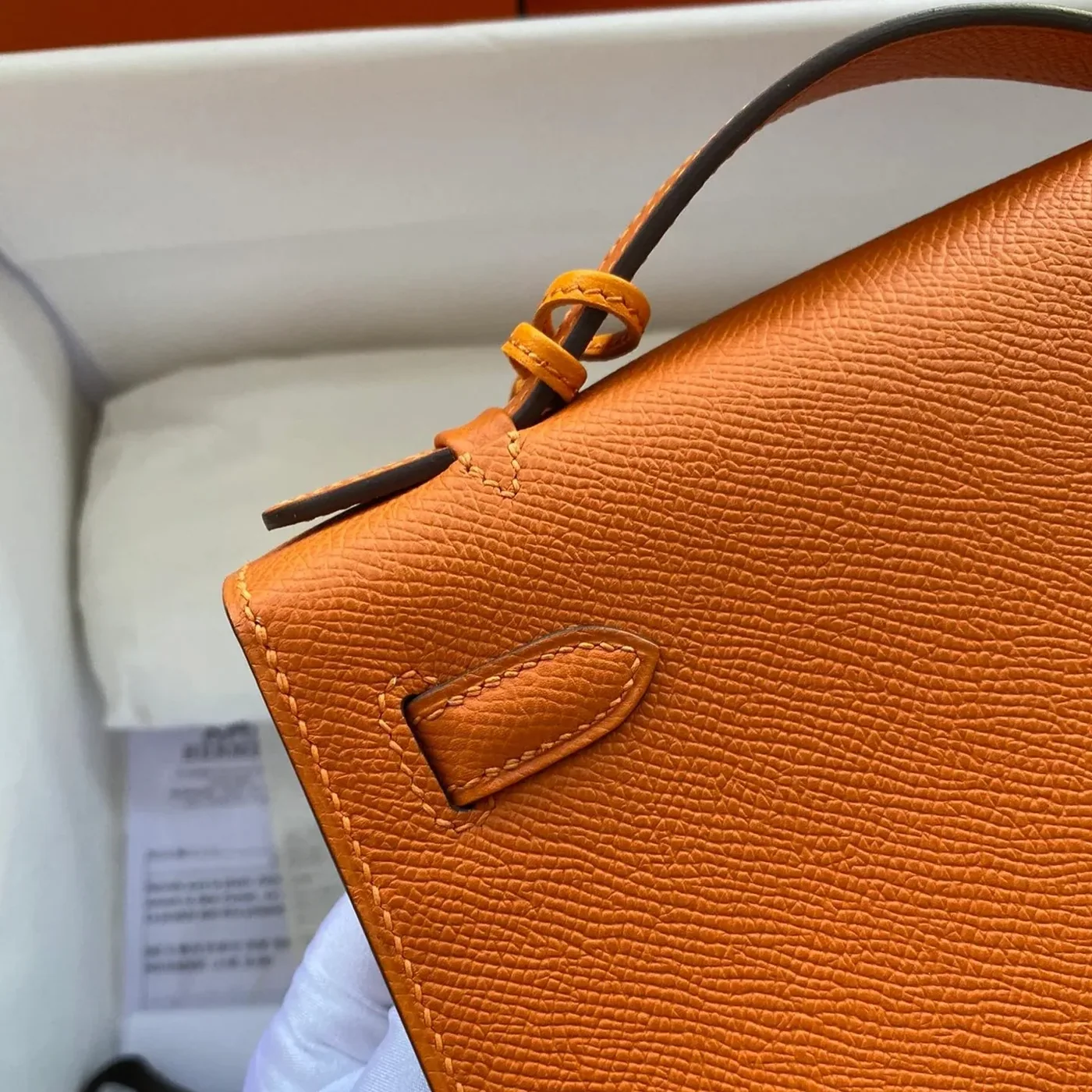 Hermes Kelly Pochette Top Handle Bag in Orange Epsom Gold Hardware