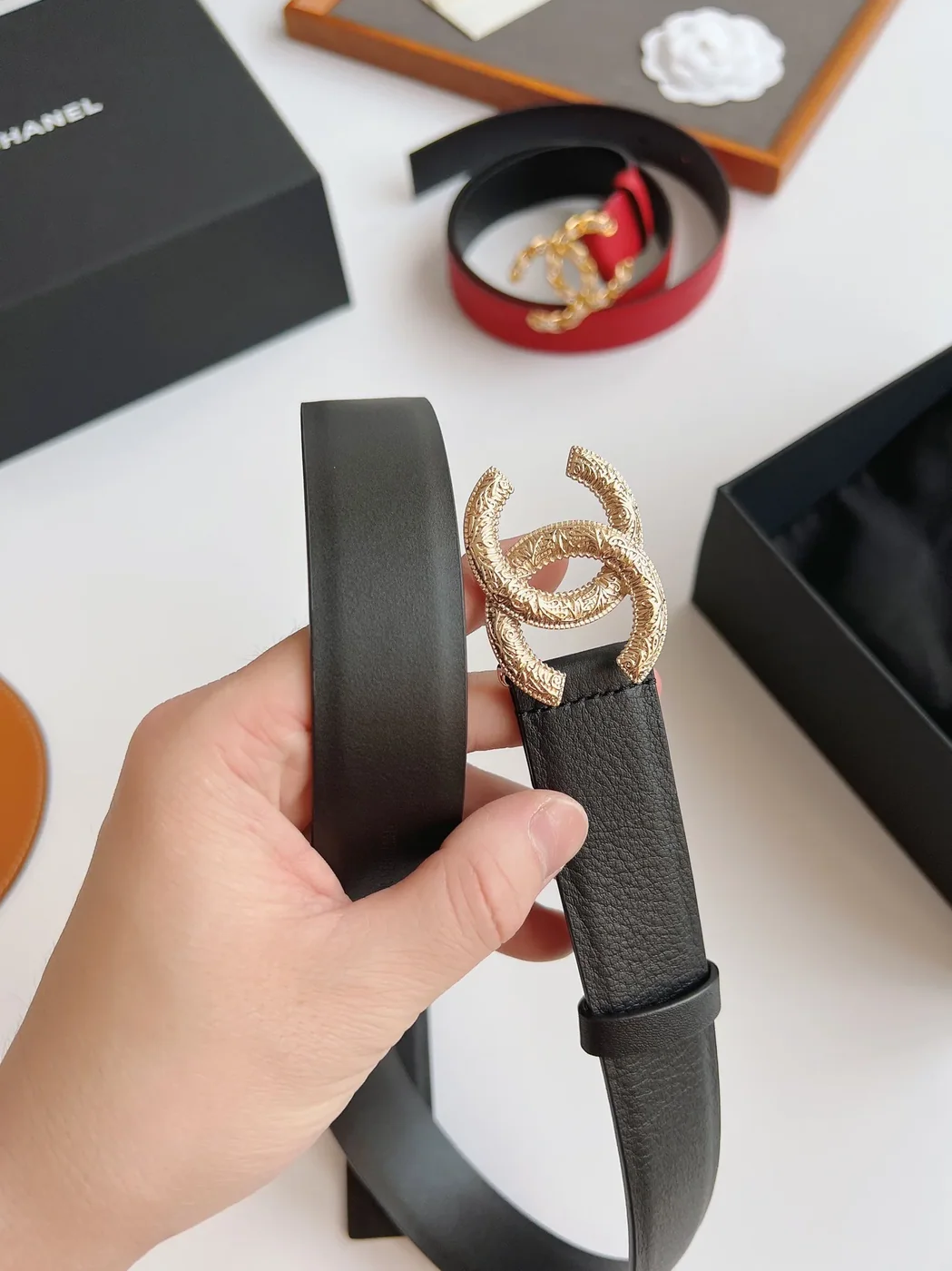 Chanel Attach Stone Metal CC Belt Black
