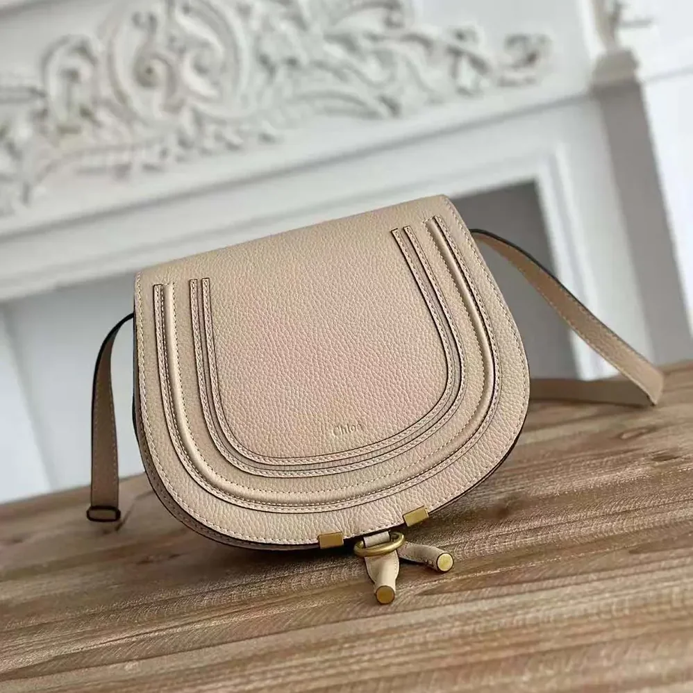 Chloe Marcie Small Saddle Bag for Women in Sandy