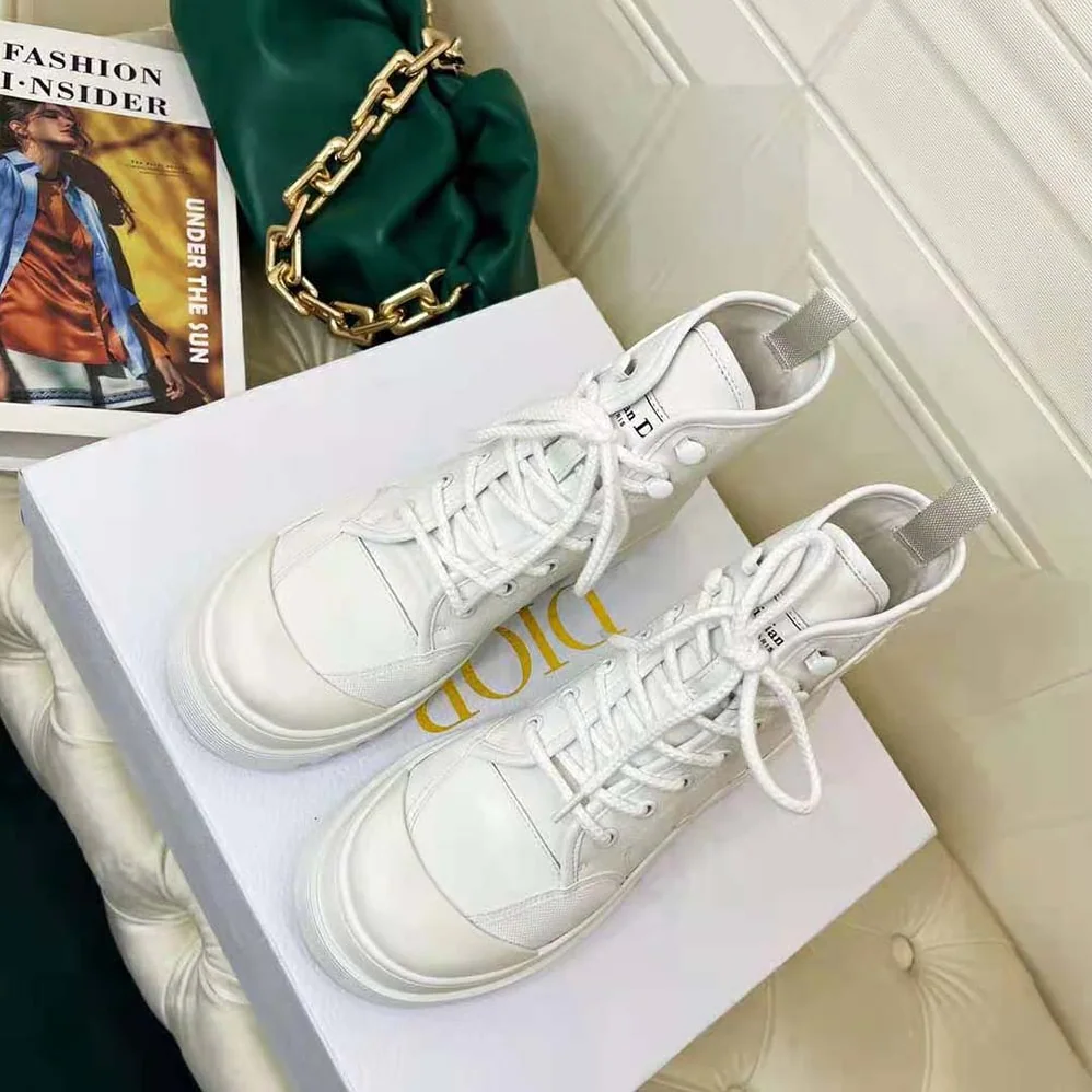 Dior D-Rise Ankle Boot White Technical Fabric and Calfskin for Women Dior D-Rise Ankle Boot White Technical Fabric and Calfskin for Women