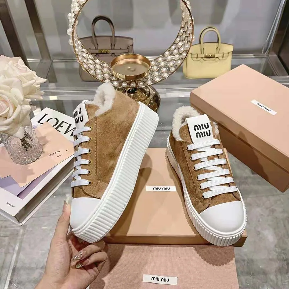 Miu Miu Suede Sneakers EVA Sole with Logo for Women