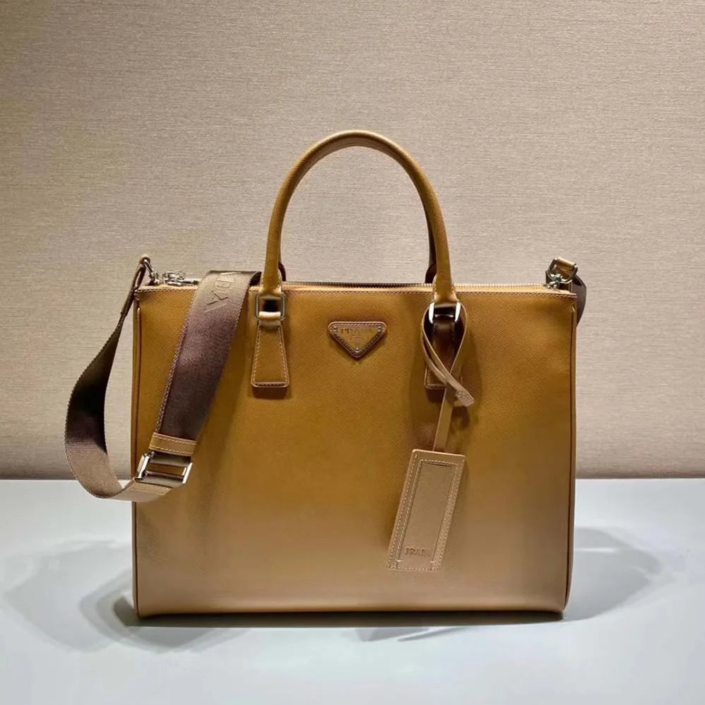 Prada Saffiano Leather Prada Galleria Bag for Men in Brown