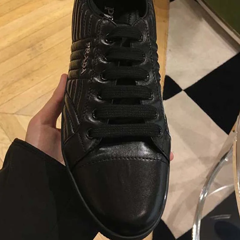Prada Shoes Nappa Leather Sneakers 5 mm Rubber Sole for Women in Black Prada Shoes Nappa Leather Sneakers 5 mm Rubber Sole for Women in Black