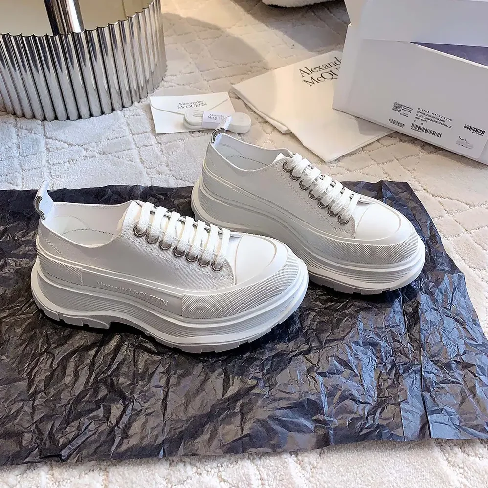 Alexander Mcqueen Tread Slick Lace Up in White for Unisex