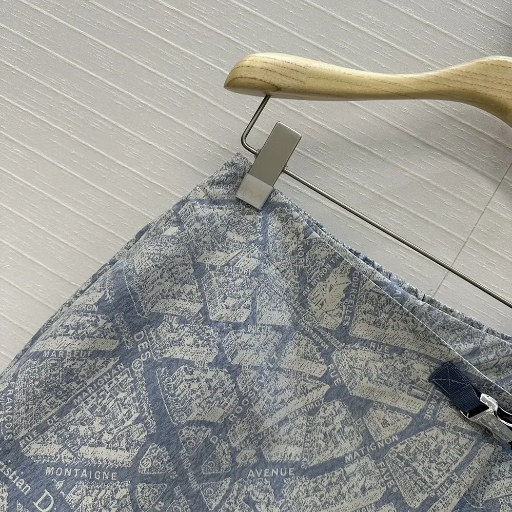 Dior Skort White and Chambray Blue Jacquard Technical Taffeta with Plan de Paris Motif for Women Dior Skort White and Chambray Blue Jacquard Technical Taffeta with Plan de Paris Motif for Women