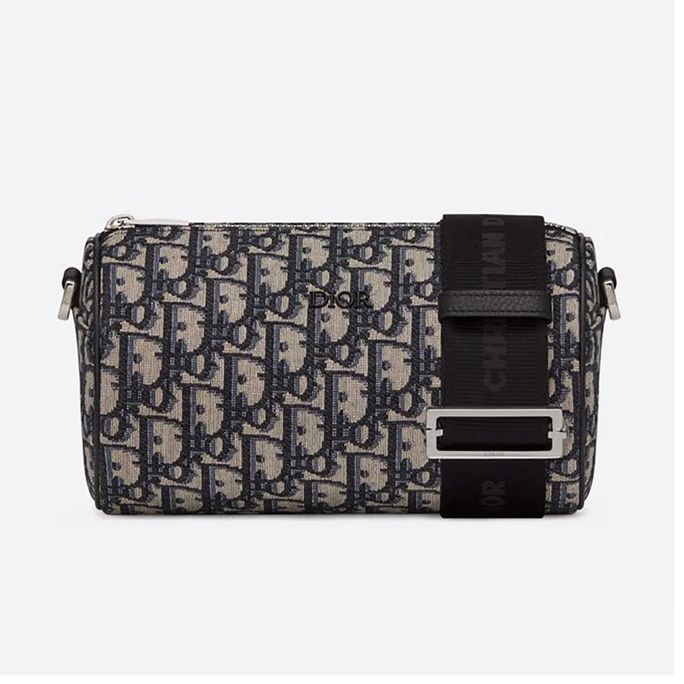 Dior Beige and Black Dior Oblique Jacquard Roller Messenger Bag for Men Dior Beige and Black Dior Oblique Jacquard Roller Messenger Bag for Men