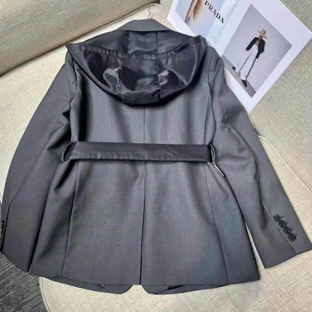 Prada Single-breasted Wool and Re-Nylon Jacket for Women in Black