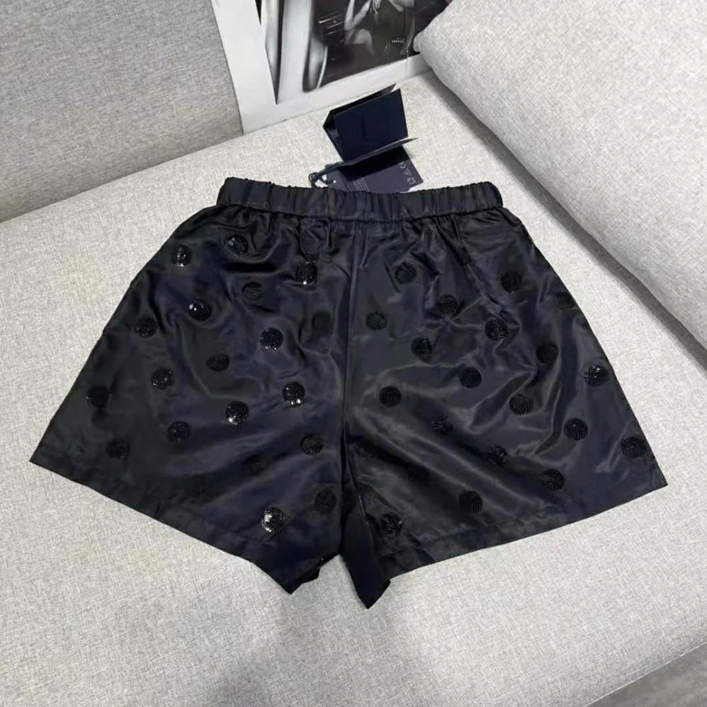 Prada Re-Nylon Sequin Shorts for Women in Black