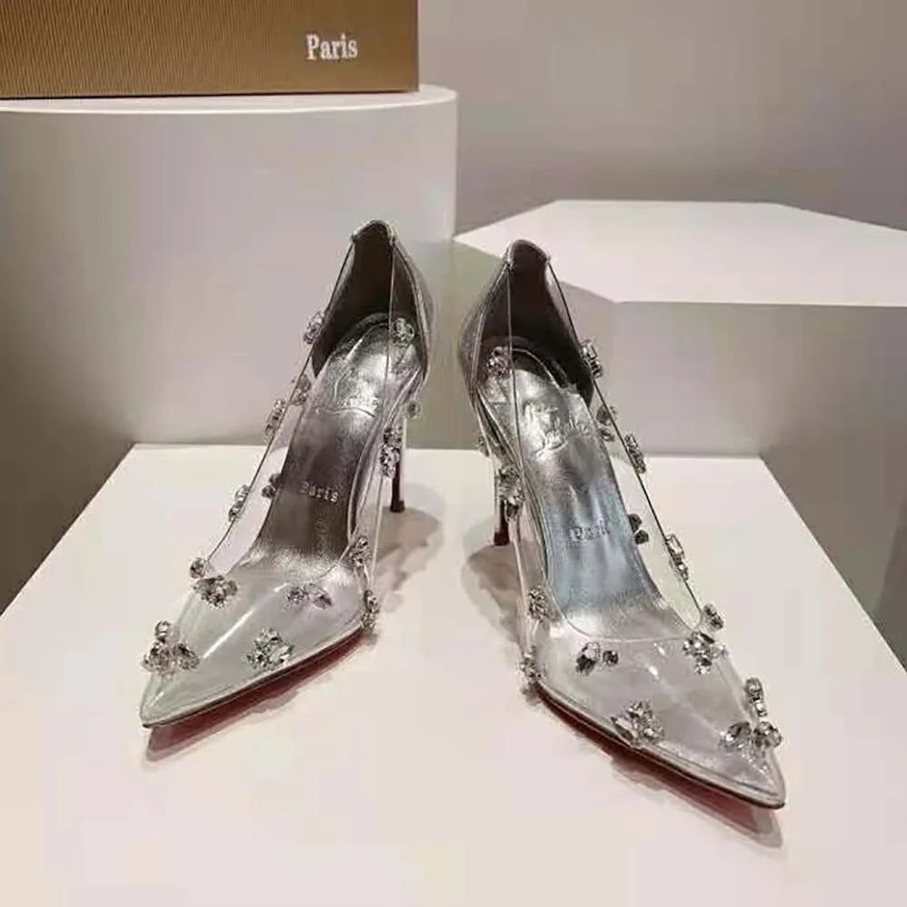 Christian Louboutin Degraqueen Pump with PVC and Iridescent Nappa Leather for Women in Silver