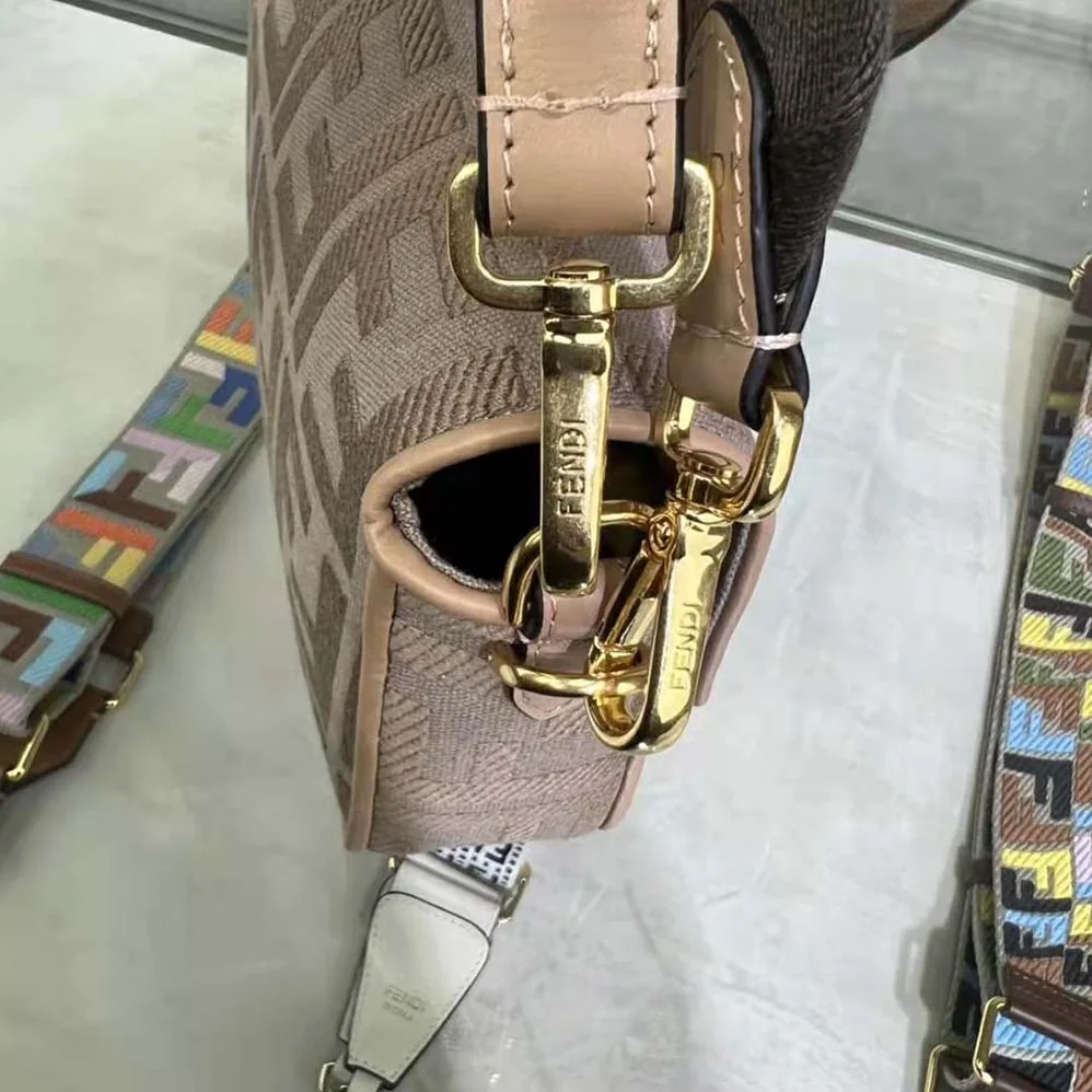 Fendi Lconic Medium Baguette Gray FF Canvas Bag for Women Fendi Lconic Medium Baguette Gray FF Canvas Bag for Women