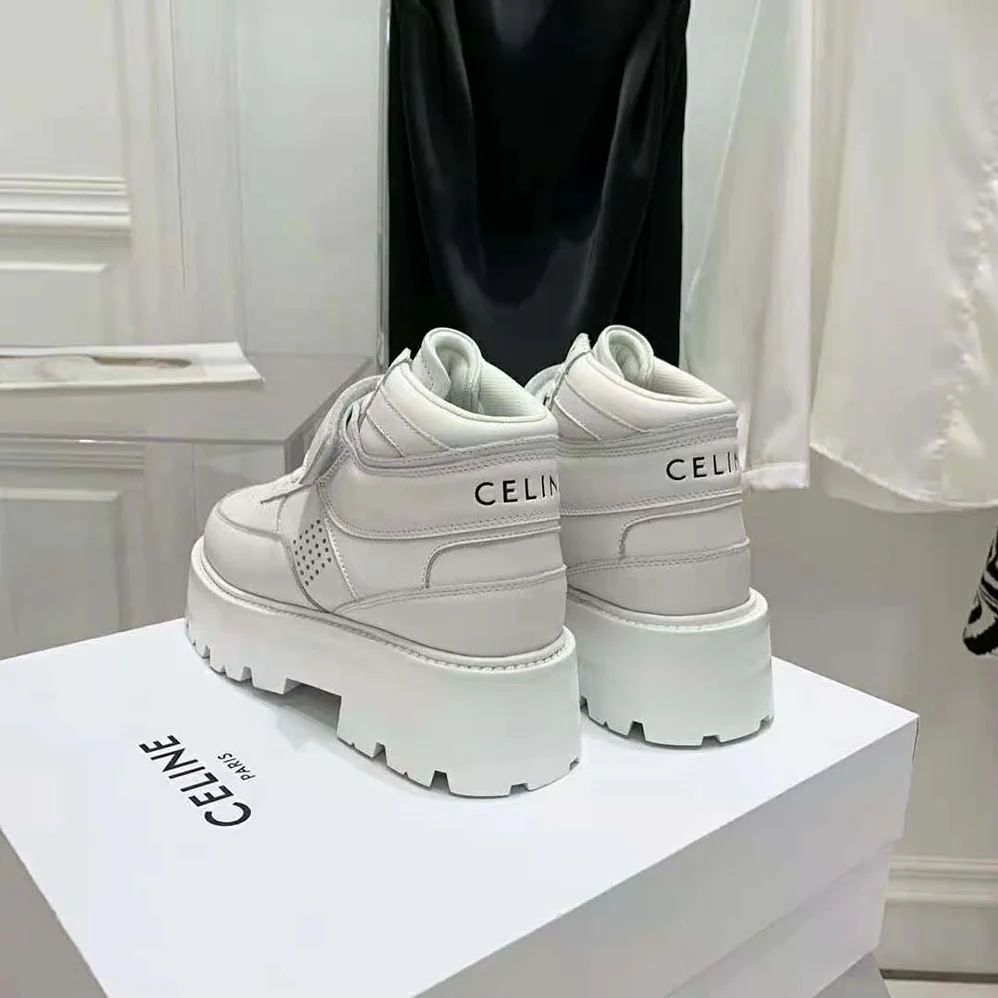 Celine Bulky Trainer High Sneaker with Velcro in Calfskin for Unisex in White Celine Bulky Trainer High Sneaker with Velcro in Calfskin for Unisex in White
