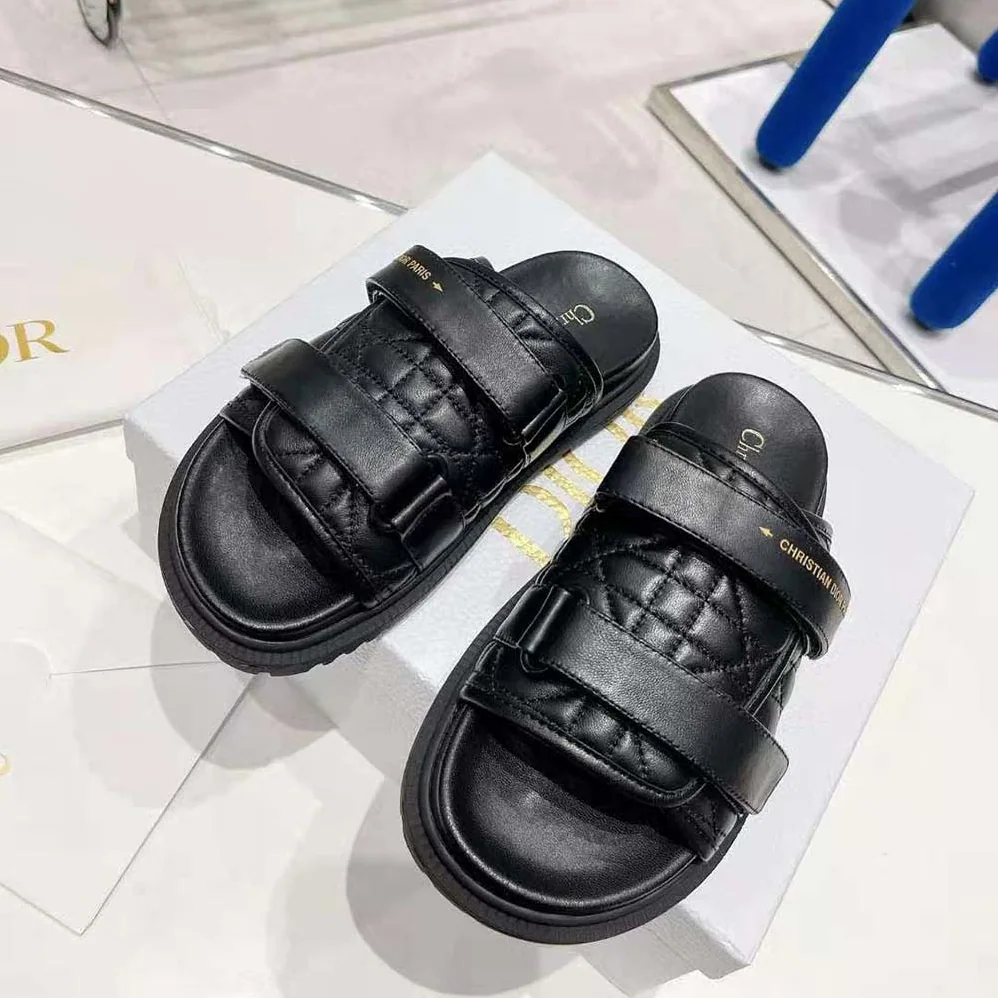 Dior Dio(r)evolution Slide Black Quilted Cannage Calfskin for Women