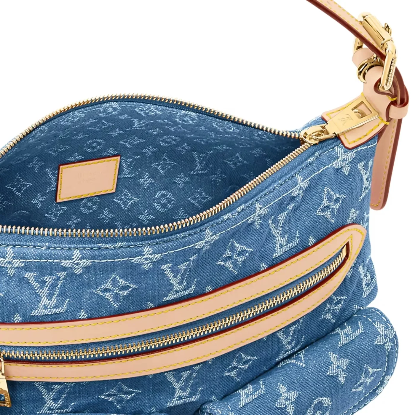 Louis Vuitton Baggy Shouder Bag in Blue Denim Gold Hardware