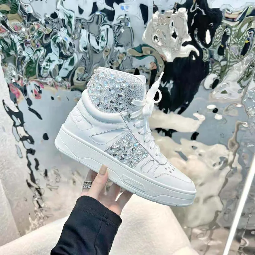 Jimmy Choo Hawaii Hi Top/F White Nappa Leather High for Women in Top Trainers Jimmy Choo Hawaii Hi Top/F White Nappa Leather High for Women in Top Trainers